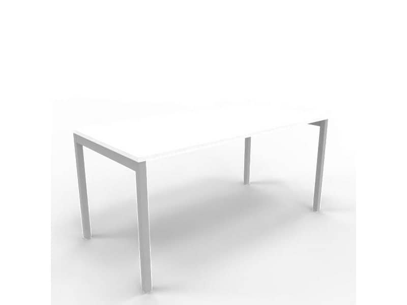 Scrivania piano bianco 160x80xH.75 cm gamba a ponte in acciaio argento linea Practika P3 Quadrifoglio – ECSPT160-BA-A
