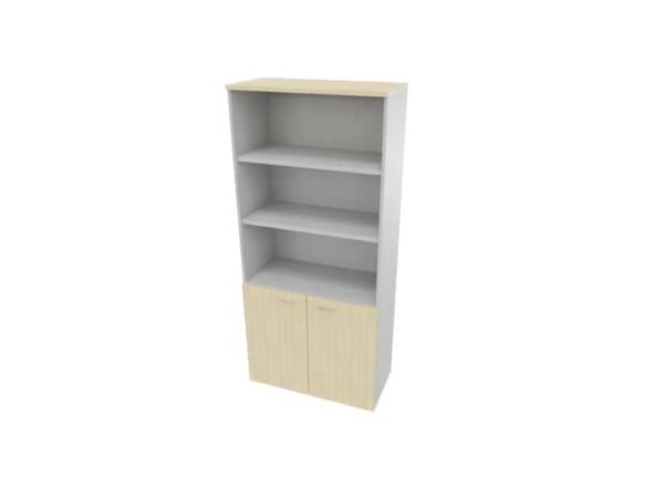 Armadio alto con ante basse rovere scocca argento 90x45xH.200 cm linea Practika Quadrifoglio - ECEB90S-RK-AA-RK