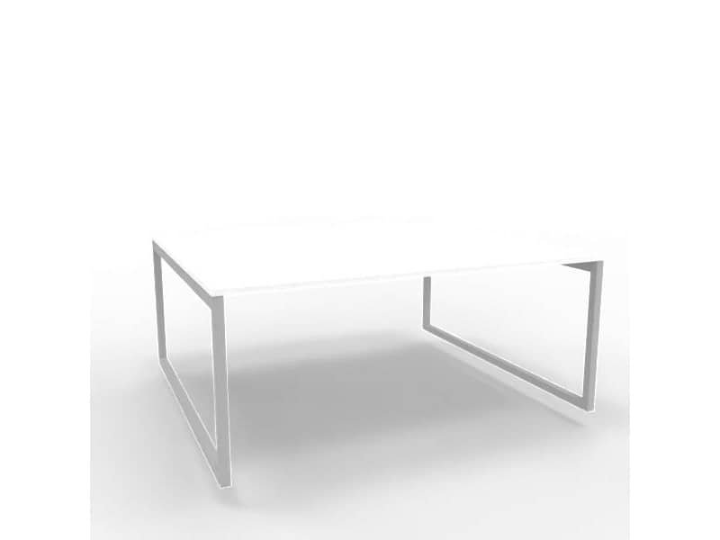 Bench piano bianco 180x160xH.75 cm gamba ad anello in acciaio argento linea Practika P2 Quadrifoglio – ECBEA18-BA-A