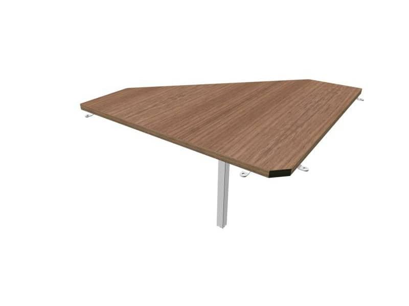 Raccordo 90ø piano noce canaletto 84x84xH.75 cm gamba in acciaio argento per scrivanie Practika P1 ECRA9001-NO-A