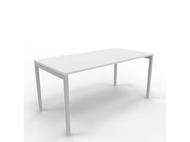 Scrivania piano grigio 160x80xH.75 cm gamba a ponte in acciaio argento linea Practika P3 Quadrifoglio – ECSPT160-GR-A