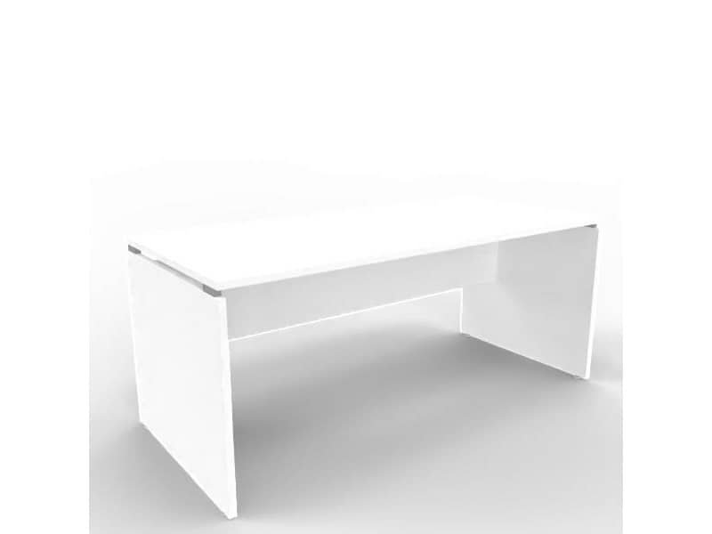 Scrivania piano bianco 180x80xH.75 cm fianco a pannello in melaminico in tinta Practika P4 Quadrifoglio ECSLP180-BA-BA