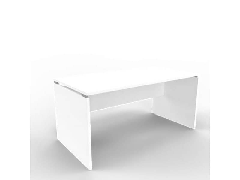 Scrivania piano bianco 160x80xH.75 cm fianco a pannello in melaminico in tinta Practika P4 Quadrifoglio ECSLP160-BA-BA