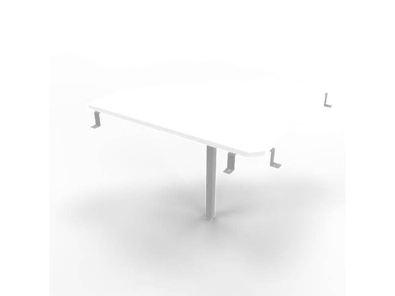 Raccordo 90¡ piano bianco 84x84xH.75 cm gamba in acciaio argento per scrivanie Practika P3 Quadrifoglio ECRA9003-BA-A