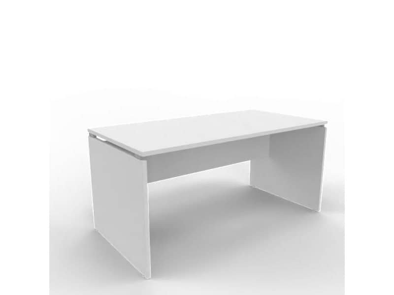 Scrivania piano grigio 160x80xH.75 cm fianco a pannello in melaminico in tinta Practika P4 Quadrifoglio ECSLP160-GR-GR