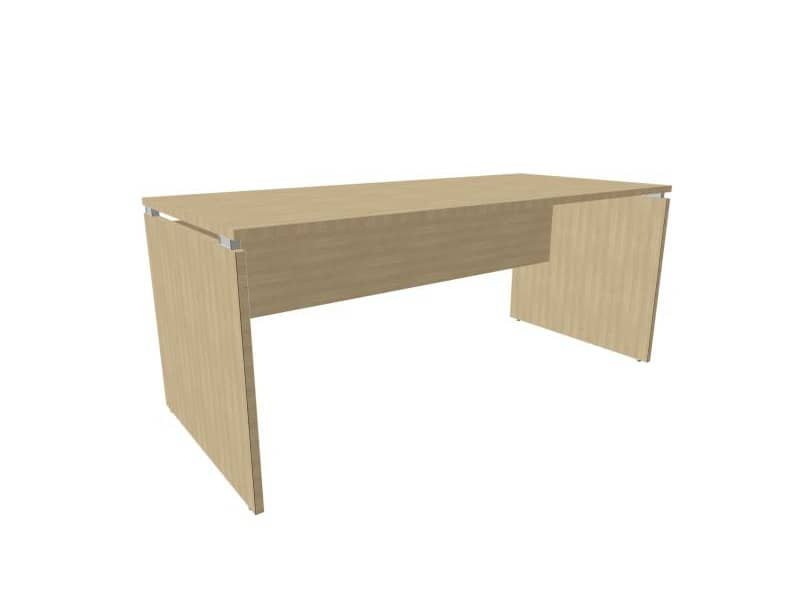 Scrivania piano rovere 180x80xH.75 cm fianco a pannello in melaminico in tinta Practika P4 Quadrifoglio ECSLP180-RK-RK