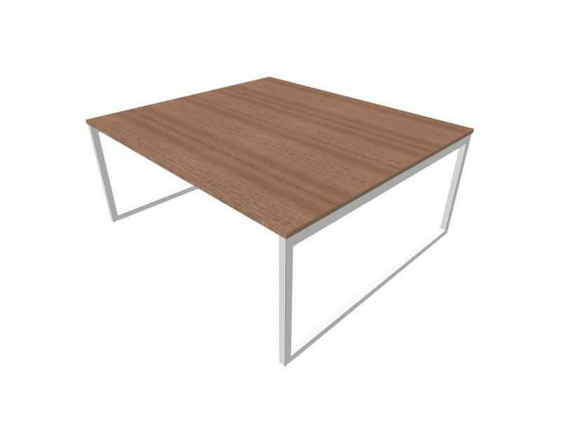 Bench piano noce canaletto 180x160xH.75 cm gamba ad anello in acciaio argento linea Practika P1 – ECBEA18-NO-A