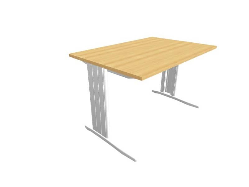 Scrivania piano faggio120x80xH.75 cm gamba a L in acciaio argento linea Practika P1 Quadrifoglio – ECSMT120-FA-A
