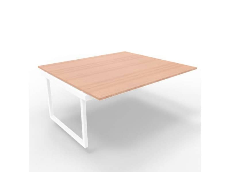 Postazione aggiuntiva bench piano noce 180x160xH.75 cm gamba ad anello in acciaio bianco Practika P2 ECBIA18-NO-I