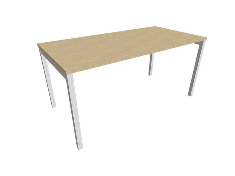 Scrivania piano rovere 160x80xH.75 cm gamba a ponte in acciaio argento linea Practika P3 Quadrifoglio – ECSPT160-RK-A