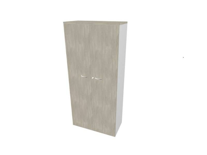 Armadio alto con ante battenti cemento scocca argento 90x45xH.200 cm linea Practika Quadrifoglio – ECES90S-CL-AA-CL
