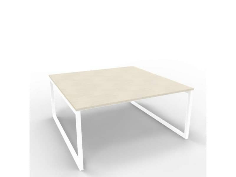 Bench piano cemento 160x160xH.75 cm gamba ad anello in acciaio bianco linea Practika P2 Quadrifoglio – ECBEA16-CL-I