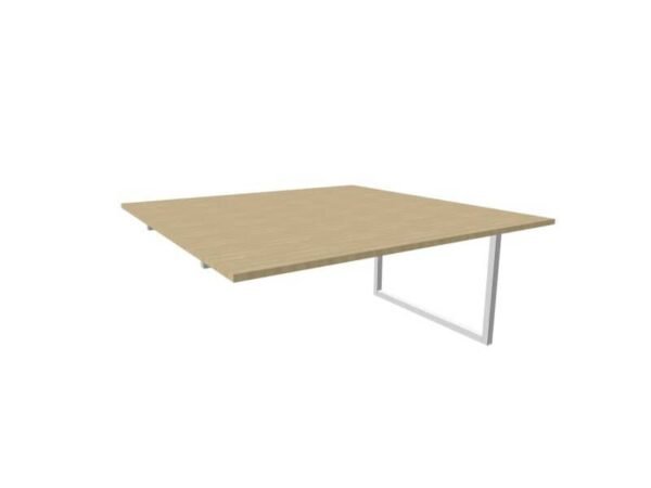 Postazione aggiuntiva bench piano rovere 160x160xH.75 cm gamba ad anello in acciaio argento Practika P2 ECBIA16-RK-A