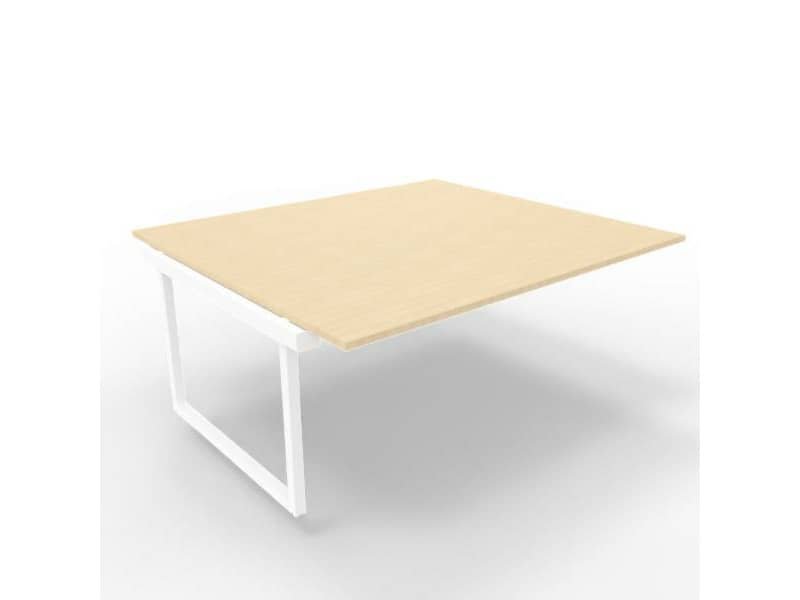 Postazione aggiuntiva bench piano rovere 180x160xH.75 cm gamba ad anello in acciaio bianco Practika P2 ECBIA18-RK-I
