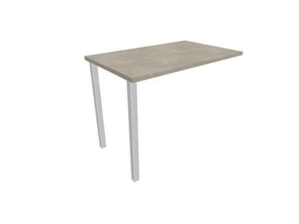 Dattilo scrivania sospeso piano cemento 100x60xH.75 cm gamba sez. quadrata in acciaio argento Practika ECDM100-CL-A