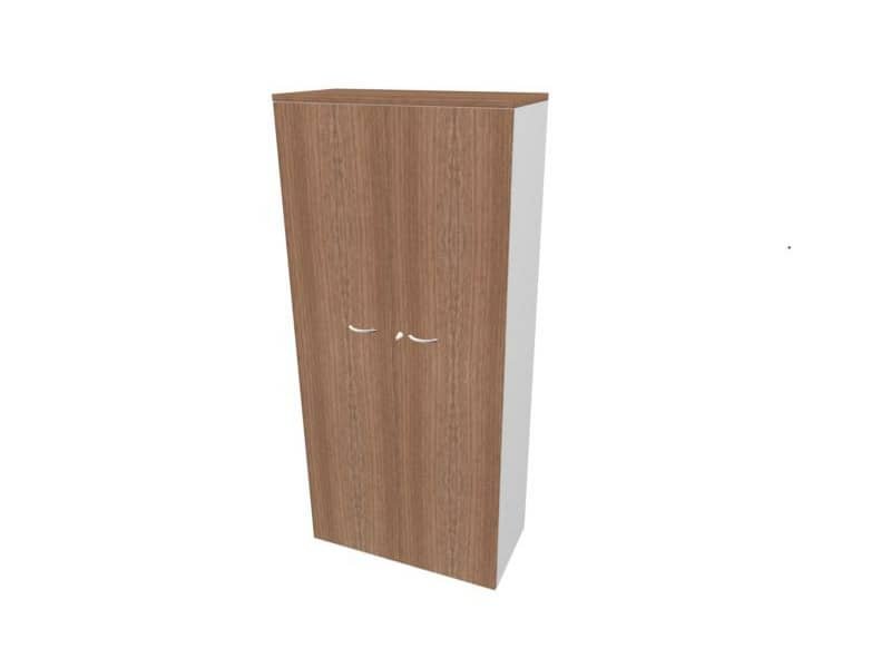 Armadio alto con ante battenti noce scocca argento 90x45xH.200 cm linea Practika Quadrifoglio – ECES90S-OL-AA-OL