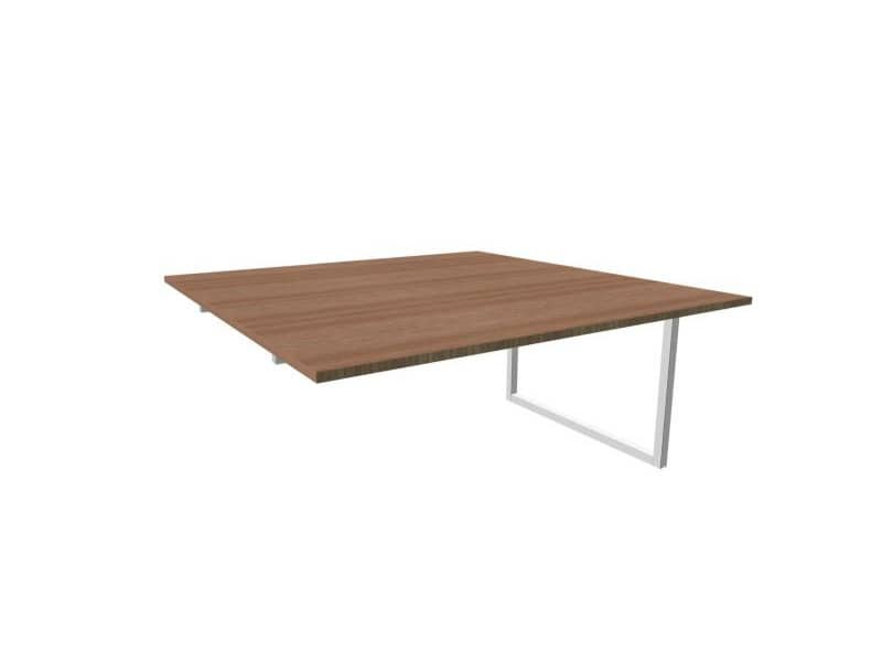 Postazione aggiuntiva bench piano noce 160x160xH.75 cm gamba ad anello in acciaio argento Practika P2 ECBIA16-NO-A