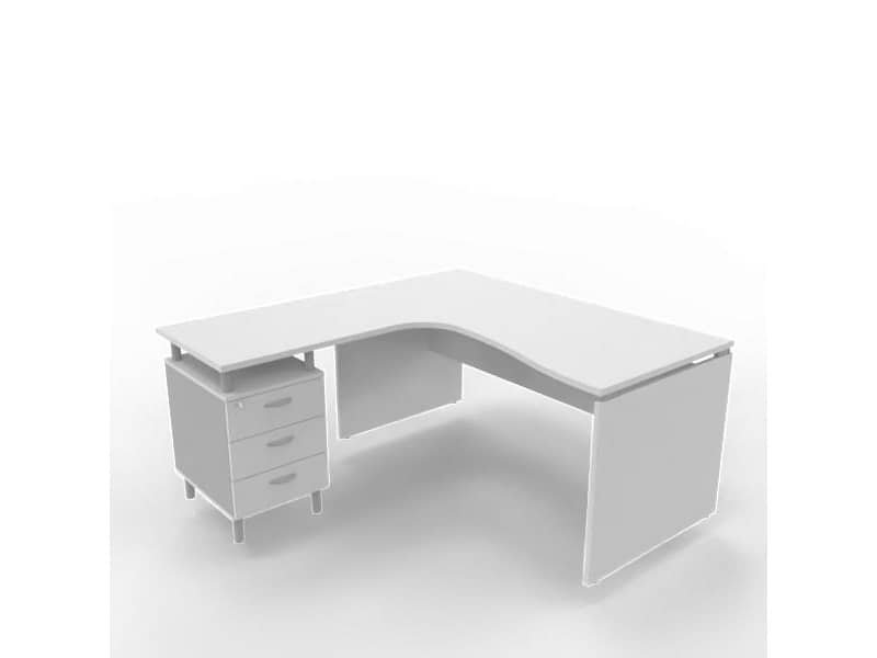 Scrivania con cassettiera sinistra piano grigio 160x165xH.75 cm fianco a pannello in melaminico Practika P4 ECSLP17S-GR-GR