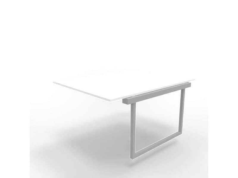 Postazione aggiuntiva bench piano bianco 120x160xH.75 cm gamba ad anello in acciaio argento Practika P2 ECBIA12-BA-A