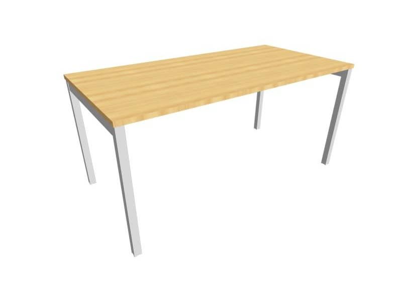 Scrivania piano faggio 160x80xH.75 cm gamba a ponte in acciaio argento linea Practika P3 Quadrifoglio – ECSPT160-FA-A