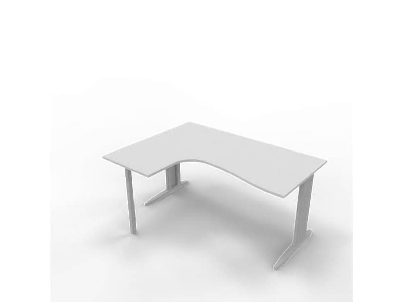 Scrivania penisola sinistra piano grigio 160x120xH.75 cm gamba a L in acciaio Quadrifoglio piano grigio ECSMT16S-GR-A
