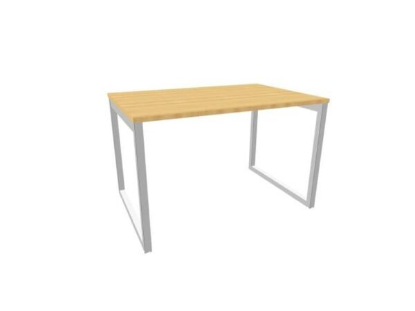 Scrivania piano faggio 120x80xH.75 cm gamba ad anello in acciaio argento linea Practika P2 Quadrifoglio - ECSAT120-FA-A
