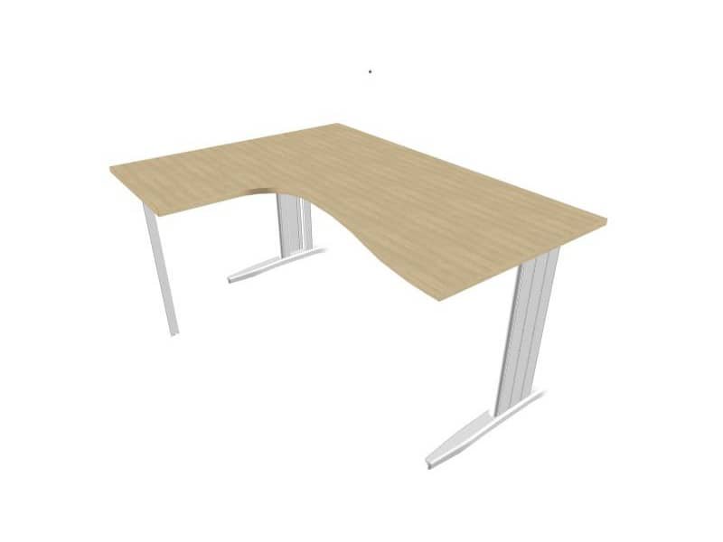 Scrivania penisola sinistra piano rovere 160x120xH.75 cm gamba a L in acciaio Quadrifoglio piano rovere ECSMT16S-RK-A