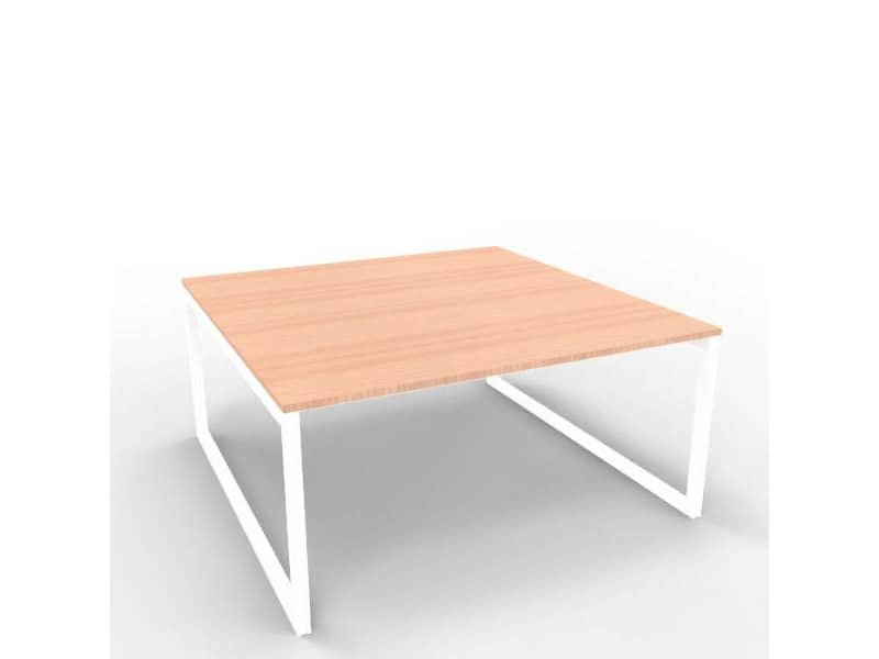 Bench piano noce canaletto 160x160xH.75 cm gamba ad anello in acciaio bianco linea Practika P2 – ECBEA16-NO-I