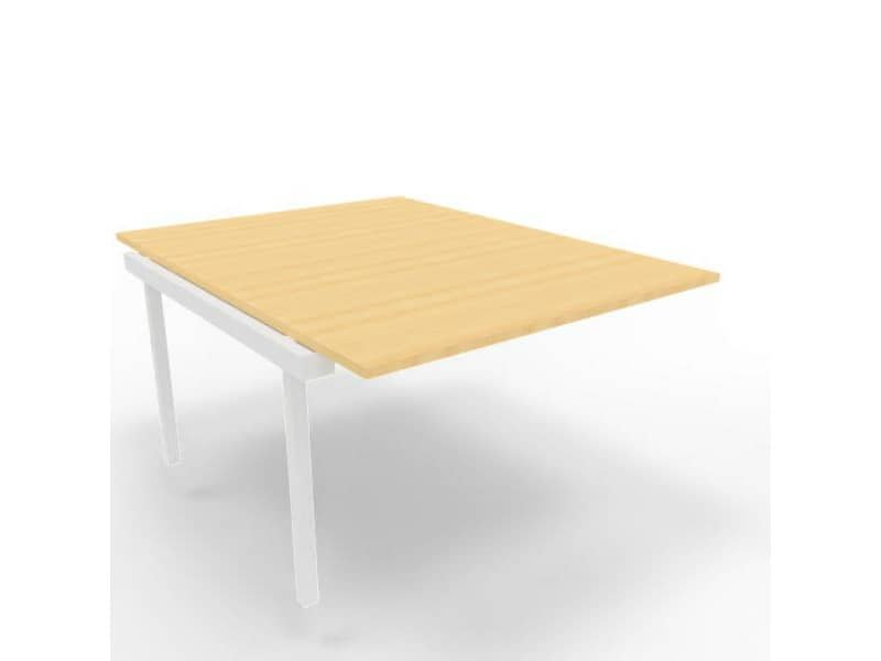 Postazione aggiuntiva bench piano faggio 120x160xH.75 cm gamba a ponte in acciaio bianco Practika P3 –  ECBIC12-FA-I