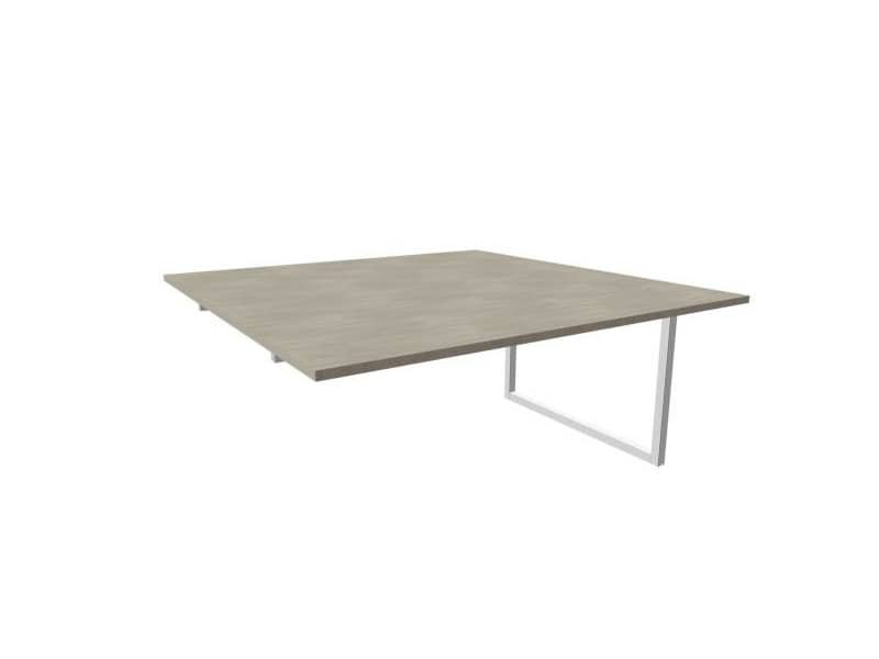 Postazione aggiuntiva bench cemento 160x160xH.75 cm gamba ad anello in acciaio argento Practika P2 ECBIA16-CL-A