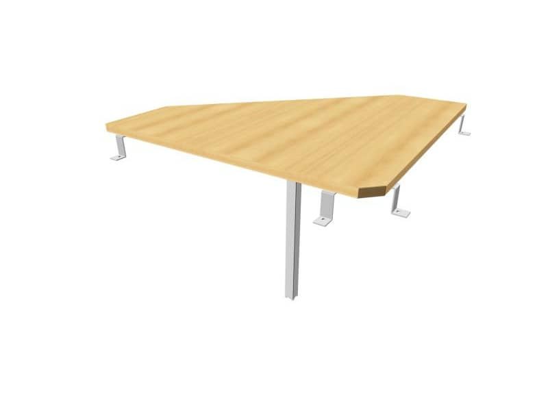 Raccordo 90¡ piano faggio 84x84xH.75 cm gamba in acciaio argento per scrivanie Practika P3 Quadrifoglio ECRA9003-FA-A