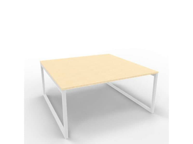 Bench piano rovere 160x160xH.75 cm gamba ad anello in acciaio bianco linea Practika P2 Quadrifoglio – ECBEA16-RK-I