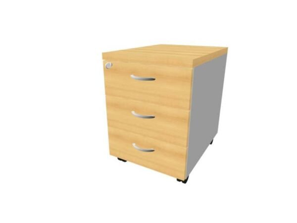 Cassettiera faggio 3 cassetti 42x56x58 cm con ruote e serratura linea Practika Quadrifoglio PKCA0003-FA-AA