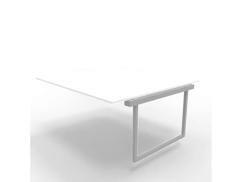 Postazione aggiuntiva bench piano bianco 180x160xH.75 cm gamba ad anello in acciaio argento Practika P2 ECBIA18-BA-A