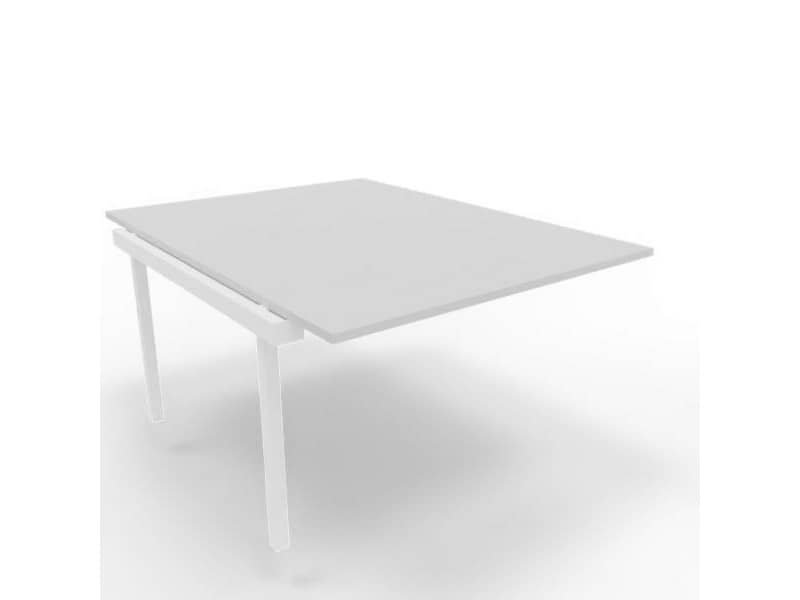 Postazione aggiuntiva bench piano grigio 120x160xH.75 cm gamba a ponte in acciaio bianco Practika P3 – ECBIC12-GR-I