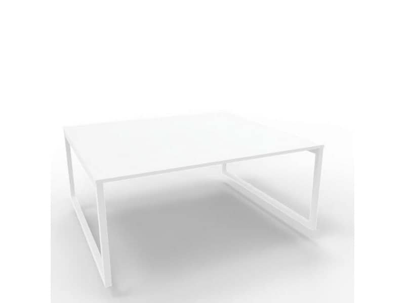 Bench piano bianco 180x160xH.75 cm gamba ad anello in acciaio bianco linea Practika P2 Quadrifoglio – ECBEA18-BA-I