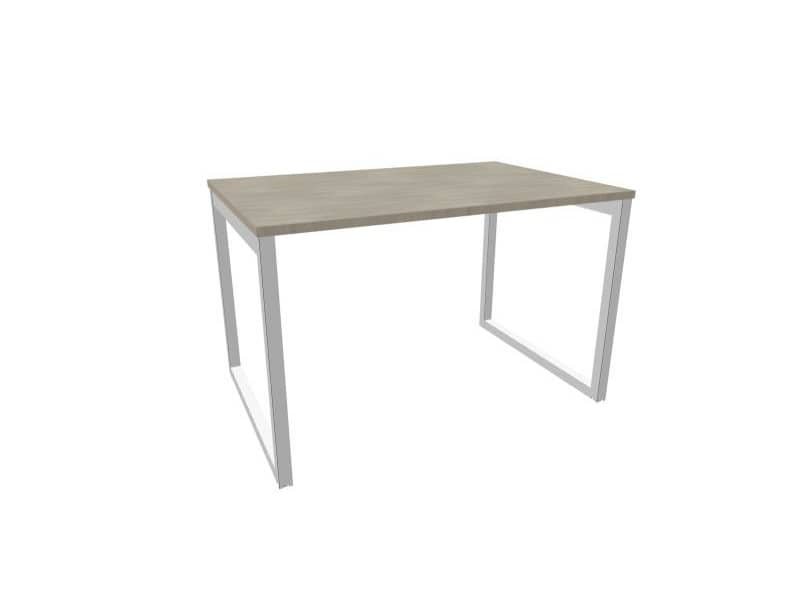 Scrivania piano cemento 120x80xH.75 cm gamba ad anello in acciaio argento linea Practika P2 Quadrifoglio – ECSAT120-CL-A