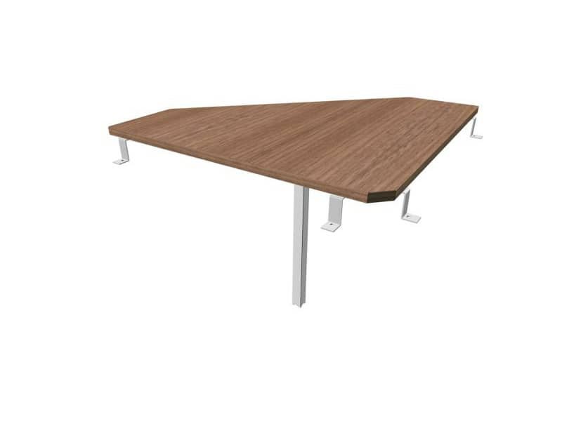 Raccordo 90¡ piano noce canaletto 84x84xH.75 cm gamba in acciaio argento per scrivanie Practika P3 ECRA9003-NO-A