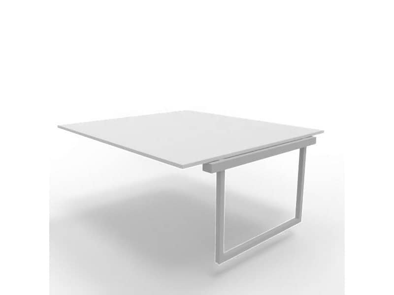 Postazione aggiuntiva bench piano grigio 180x160xH.75 cm gamba ad anello in acciaio argento Practika P2 ECBIA18-GR-A
