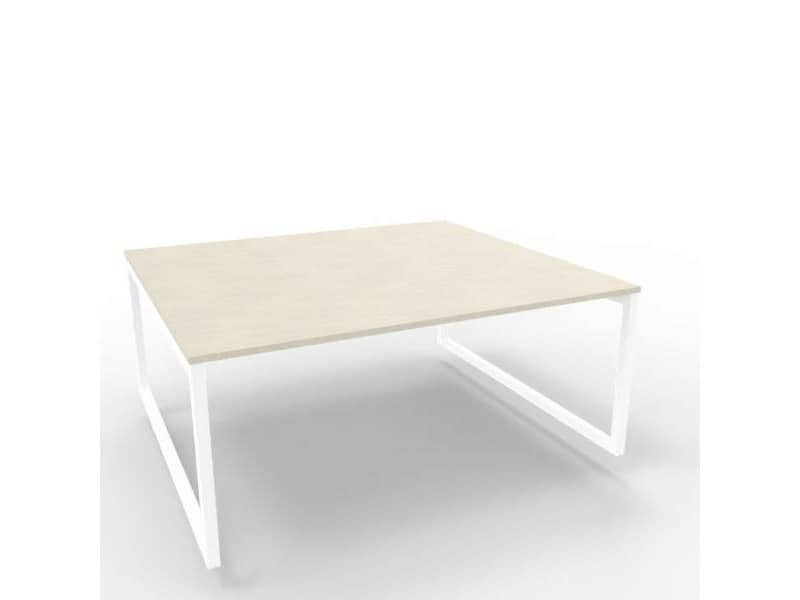 Bench piano cemento 180x160xH.75 cm gamba ad anello in acciaio bianco linea Practika P2 Quadrifoglio – ECBEA18-CL-I