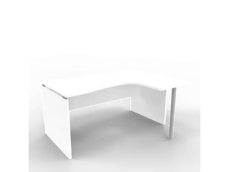 Scrivania penisola destra piano bianco 160x120xH.75 cm fianco a pannello in melaminico Practika P4 ECSLP16D-BA-BA