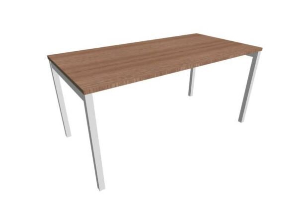 Scrivania piano noce canaletto 160x80xH.75 cm gamba a ponte in acciaio argento linea Practika P3 ECSPT160-NO-A