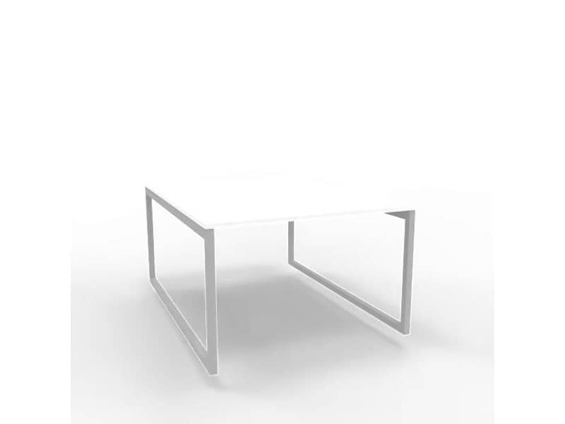 Bench piano bianco 120x160xH.75 cm gamba ad anello in acciaio argento linea Practika P2 Quadrifoglio – ECBEA12-BA-A