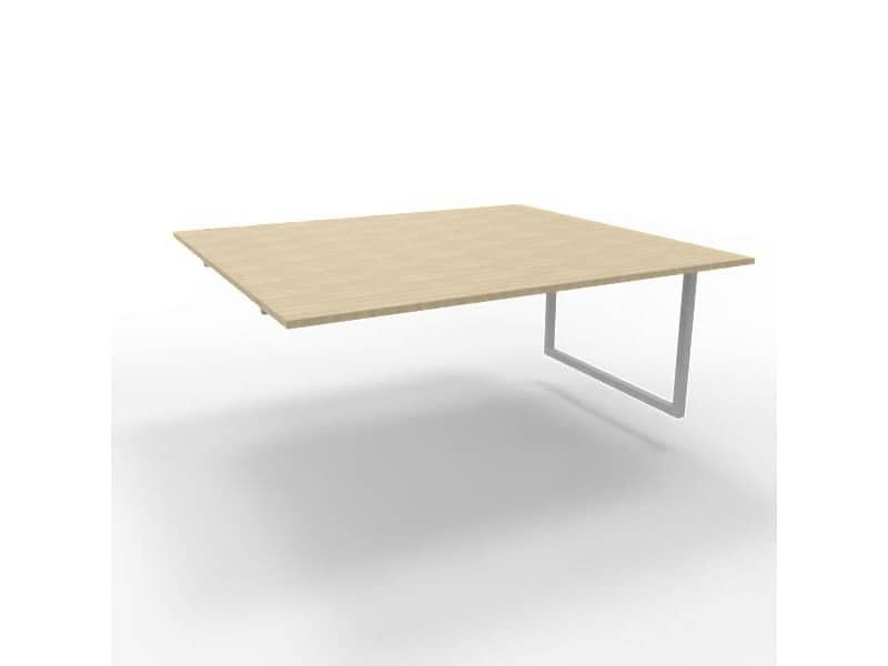 Postazione aggiuntiva bench piano rovere 180x160xH.75 cm gamba ad anello in acciaio argento Practika P2 ECBIA18-RK-A