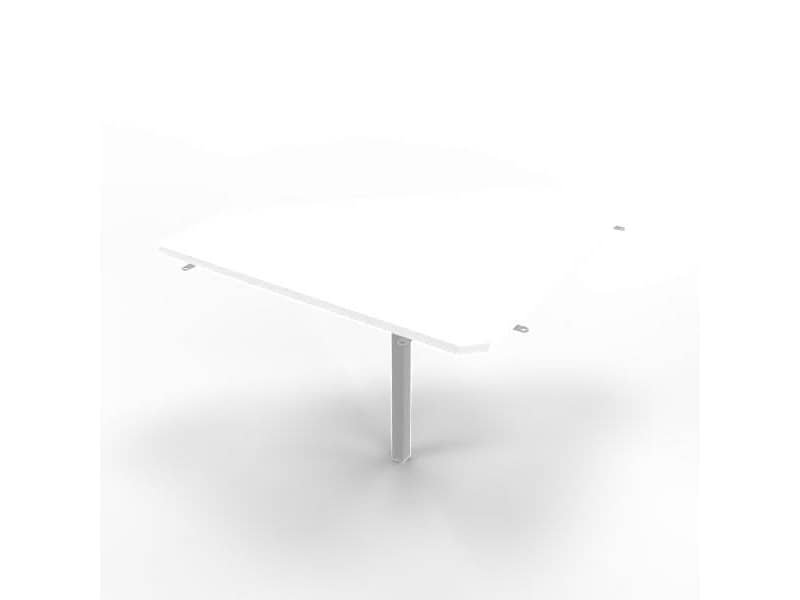 Raccordo 90ø piano bianco 84x84xH.75 cm gamba in acciaio argento per scrivanie Practika P4 Quadrifoglio ECRA9004-BA-A