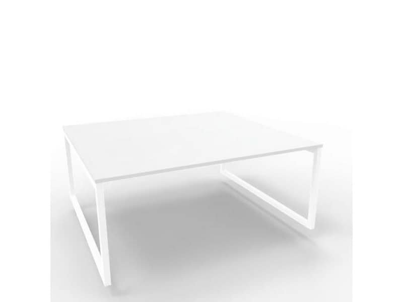 Bench piano grigio 180x160xH.75 cm gamba ad anello in acciaio bianco linea Practika P2 Quadrifoglio – ECBEA18-GR-I