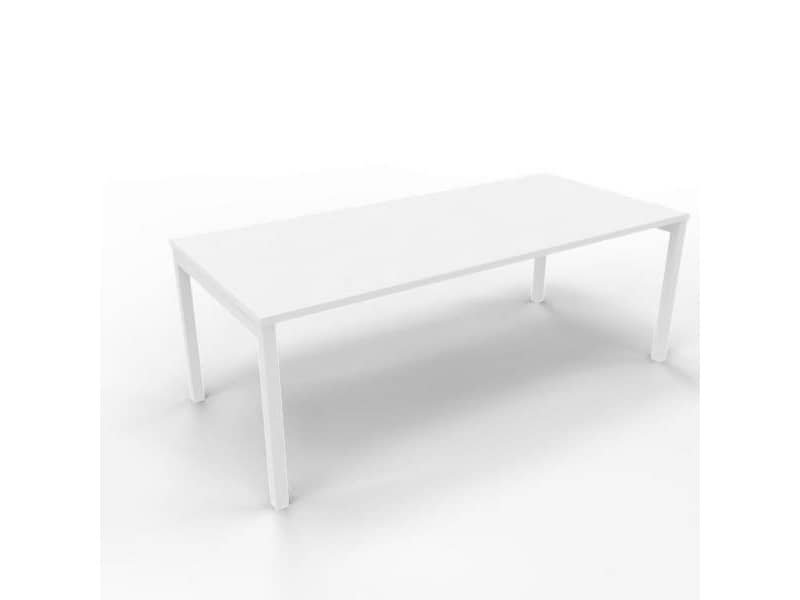 Scrivania piano bianco 180x80xH.75 cm gamba a ponte in acciaio bianco linea Practika P3 Quadrifoglio – ECSPT180-BA-I