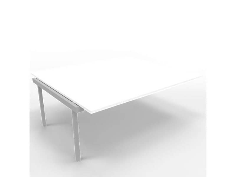 Postazione aggiuntiva bench piano bianco 180x160xH.75 cm gamba a ponte in acciaio argento Practika P3 – ECBIC18-BA-A