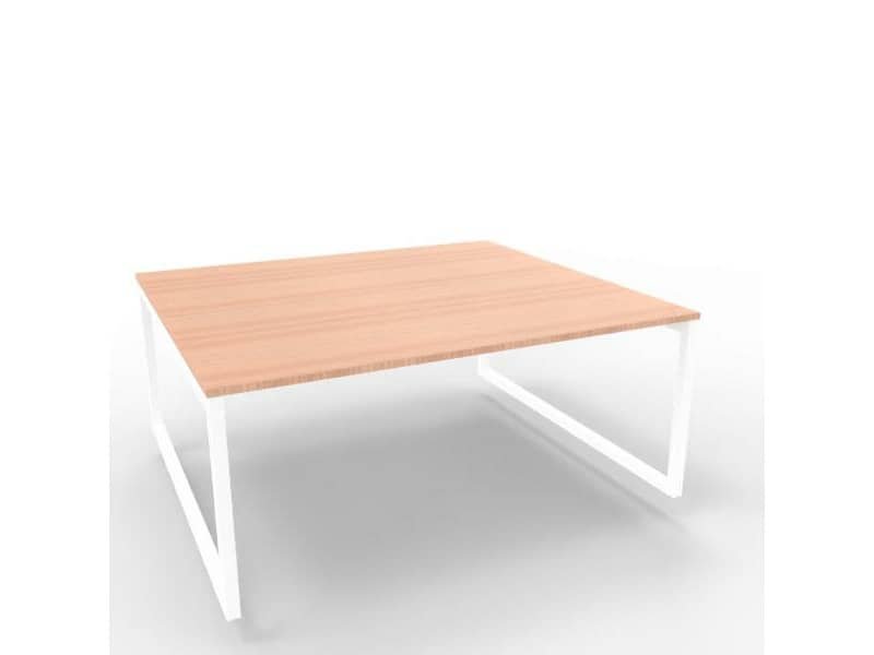 Bench piano noce canaletto 180x160xH.75 cm gamba ad anello in acciaio bianco linea Practika P2 – ECBEA18-NO-I