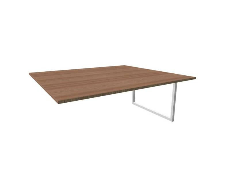 Postazione aggiuntiva bench piano noce 180x160xH.75 cm gamba ad anello in acciaio argento Practika P2 ECBIA18-NO-A